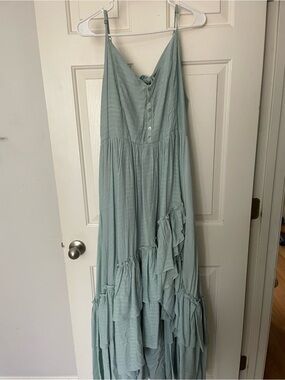Light Sage Green V-Neck Button Front Sundress